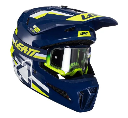 Kit casco y goggle leatt moto 3.5 v24 Azul