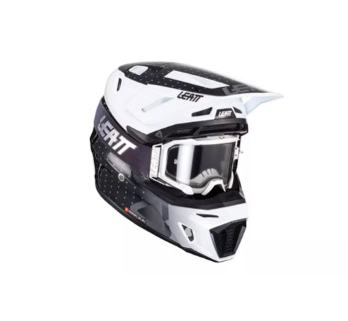 Kit casco y goggle leatt moto 8.5 v24 Black & White