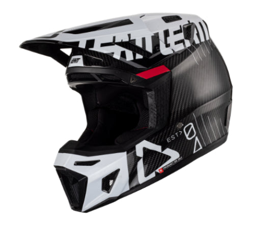 Kit casco y goggles leatt moto 9.5 carbon bco v23