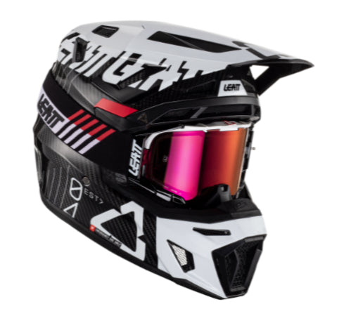 Kit casco y goggles leatt moto 9.5 carbon bco v23